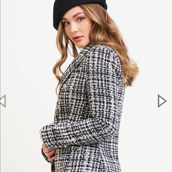 Black Tape BLACK AND WHITE DOUBLE BREASTED TWEED BLAZE BNWTS - Picture 2 of 11